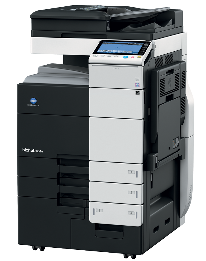 Copieur Konica Minolta Bizhub C554 Neuf  Couleur/45 ppm carte réseau   recto verso  300g Mémoire standard 8 Go ; Disque dur 256 Go ; Contrôleur EmperonTM PCL6, PostScript 3, PDF1,7 et XPS support ; Interfaces Ethernet 10/100/1000 Base T et USB 2.0